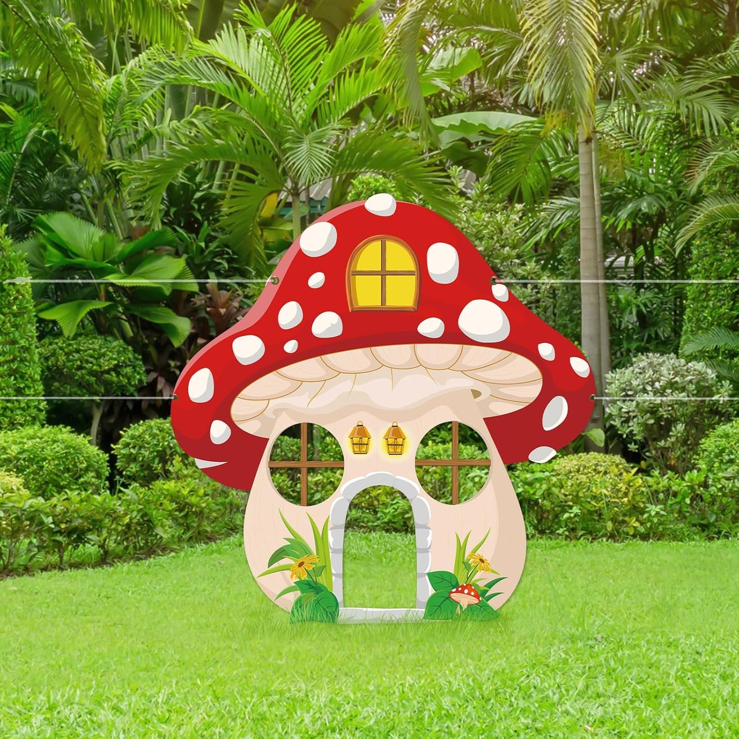 Mushroom Shaped Photo Prop Selfie Frame Party Decor Large Fabric True North VBS 2026 Photo Booth Props Mushroom Background Forest Banner Sign Jungle Woodland Baby Shower Party Supplies 59x59 Inch