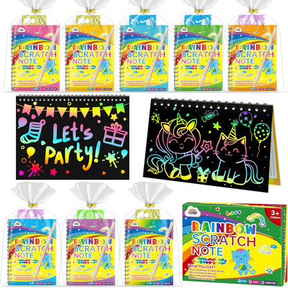 ZMLM 24 Pack Scratch Art Party Favors: Birthday Party Favors for Kids 4-8, Bulk Rainbow Scratch Notebook Paper Pads, Goodie Bags Stuffers Girls Boys Classroom Gifts Crafts Toys