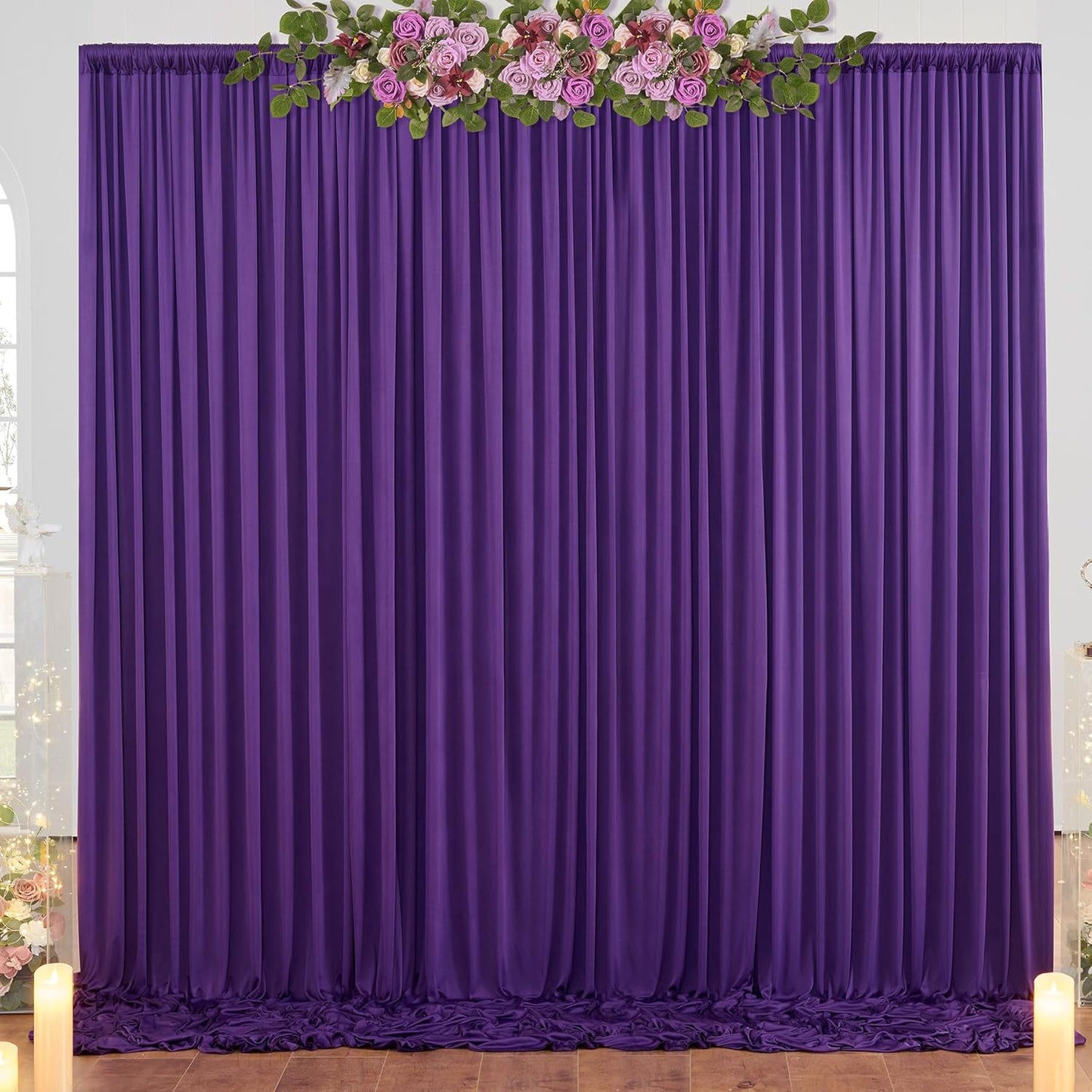 10ftx10ft Black Backdrop Curtains for Weddings Parties, Wrinkle Free 2 Panels Silky Polyester Photo Backdrop Drapes Back Drop Cloth Drapery for Birthday Mother'sDay Photography Background