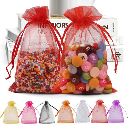 ANZNKU Pink Organza Bags 4 x 6 in 50PCS, Small Gift Bags for Goodie Candy Jewelry Soap Packaging, Cute Little Mesh Bag Drawstring Bulk for Wedding Birthday Party Favor Baby Shower & Easter Gifts Wrap