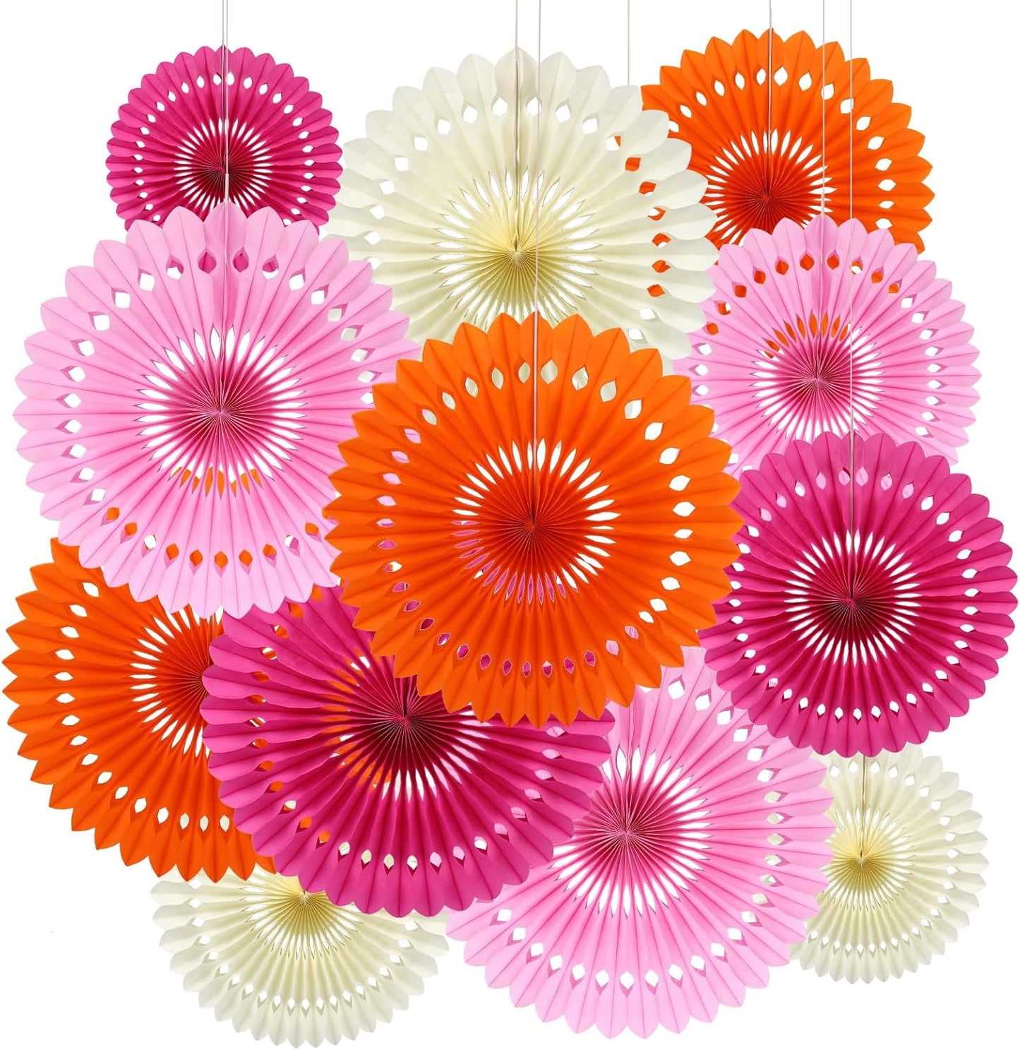 BestoFun 12PCS Paper Fans Hot Pink Party Decorations Tissue Paper Flowers Decorations Hanging Honeycomb Round Paper Fans Decoration for Girl Groovy Birthday Baby Shower Wedding