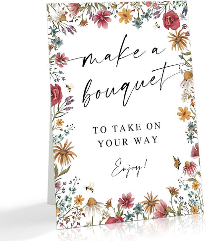 Wild Flower Audio Guest Book Sign, Baby in Bloom Love is in Bloom Decorations, Bridal Shower Baby Shower Wedding Signs for Reception, Floral Party Table Decor, 8 x 11 Inch