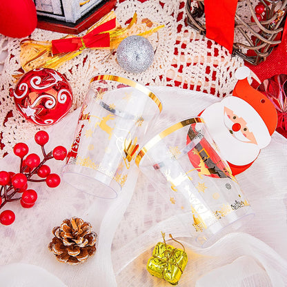 supernal 100pcs Gold Plastic Cups 12 oz, Glitter Clear Disposable Cups Heavy Duty, Fancy Plastic Cocktail Tumblers for Wedding, Parties Champagne & Mixed Drinks
