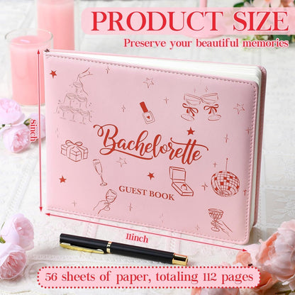Patelai Bachelorette Party Guest Book with Pen, 8.7 x 7.1 Inches for Bridal Shower Scrapbook Photo Album Signature Memory Keepsake Book Bachelorette Wedding Party Favors, 56 Sheets