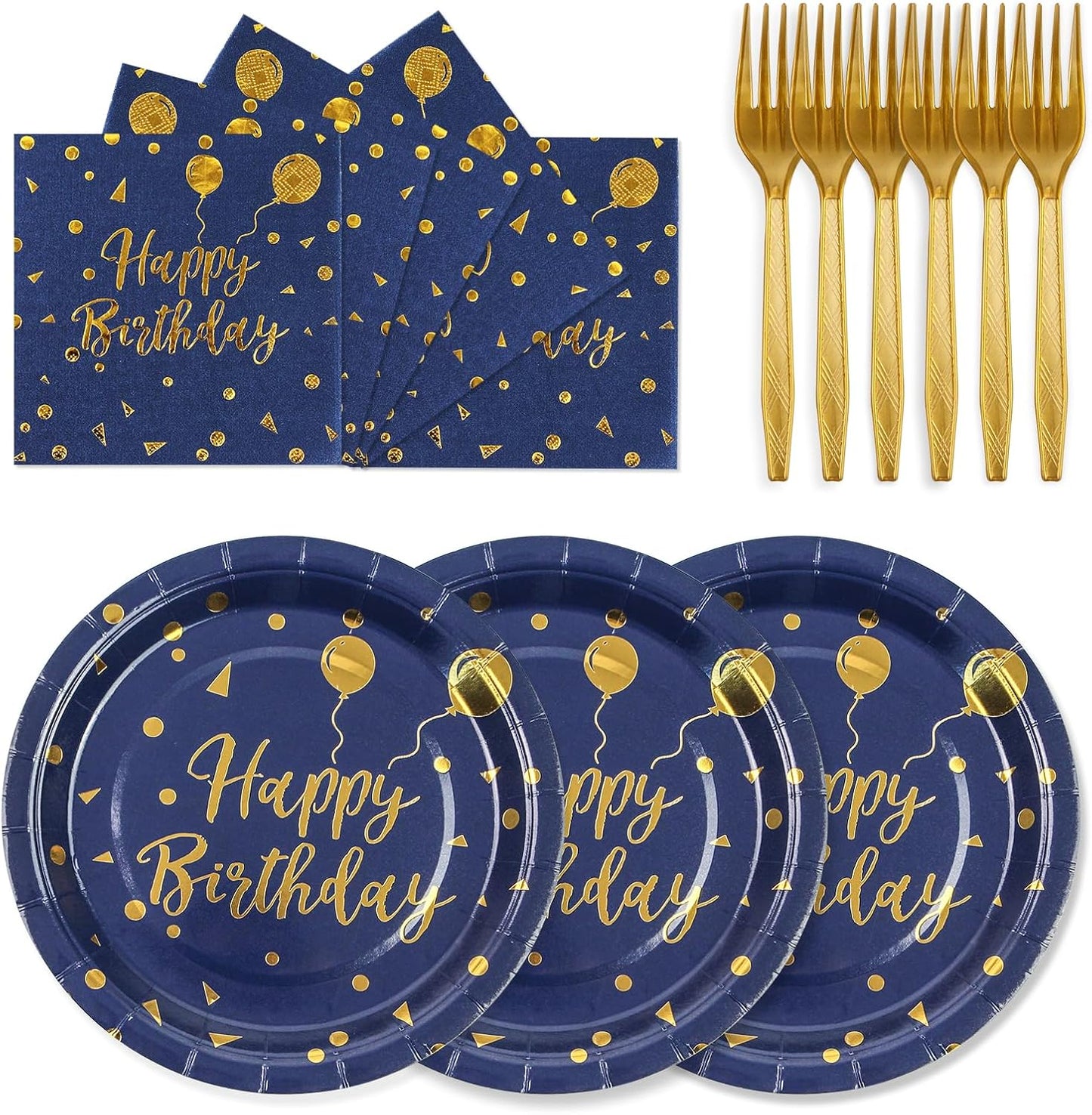 75PCS Paper Plates and Napkins Set - White and Gold Dot Disposable Party Dinnerware Includes Paper Plates, Napkins, Forks Decorations for 2026 New Year, Birthday, Wedding and Holiday, Serves 25
