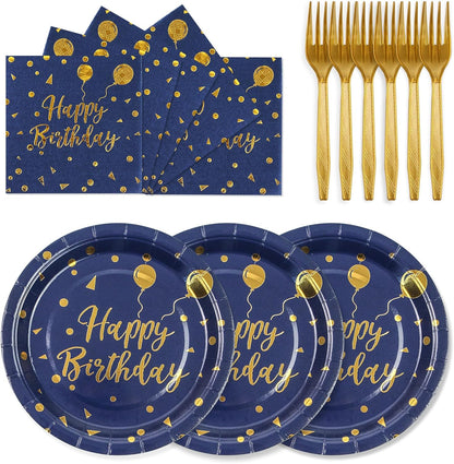 75PCS Paper Plates and Napkins Set - White and Gold Dot Disposable Party Dinnerware Includes Paper Plates, Napkins, Forks Decorations for 2026 New Year, Birthday, Wedding and Holiday, Serves 25