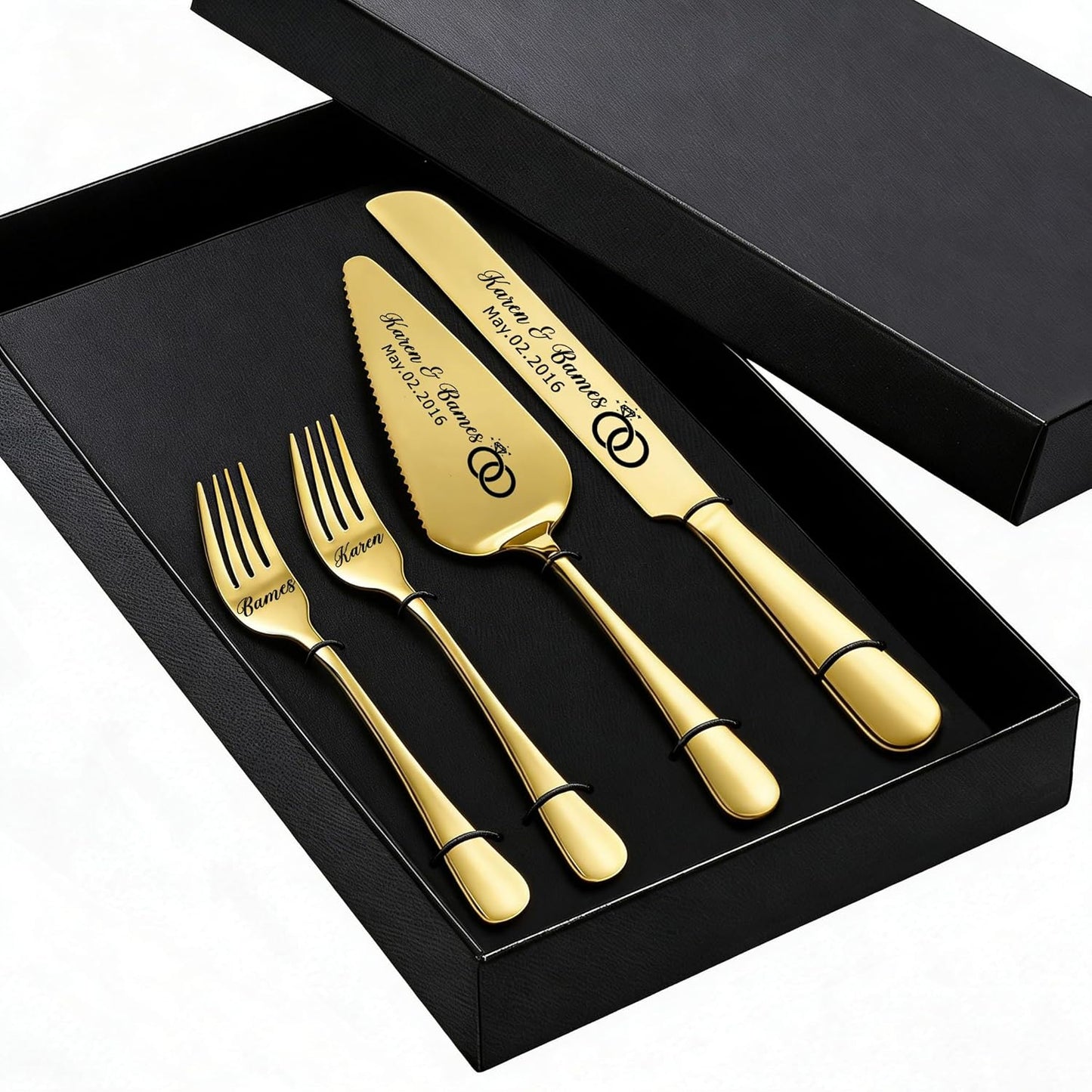 Personalized Wedding Cake Knife and Server Set, Custom Cake Cutting Set for Wedding, Silver Cake Knife Set Stainless Steel, Customized Gifts for Weddings, Engagements, Anniversaries, Birthday(Silver)
