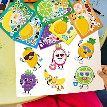 24 Sheets 8.3''×5.9'' Make Your Own Ice Cream Stickers for Toddlers Kids Party Favors, Make a Face Stickers for Kids Activities Supplies Crafts