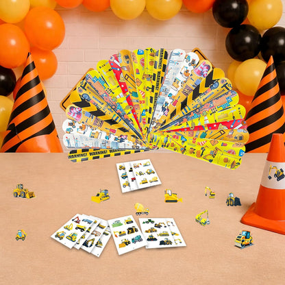 84PCS Engeering Vehicle Party Favors Set – 24pcs Slap Bracelets & 60pcs Temporary Tattoos with Construction Vehicle Designs, Engeering Theme Party Supplies for, Truck Decorations