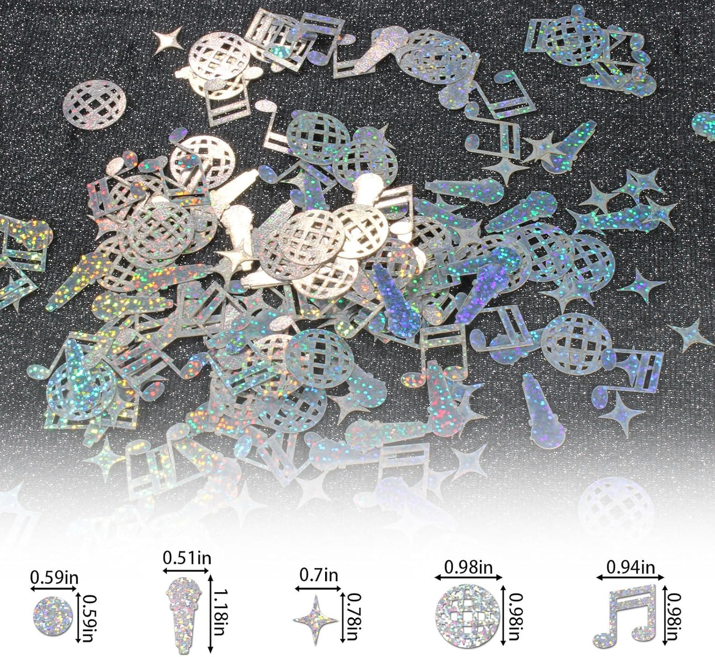 230PCS Disco Confetti, Glitter Disco Ball Party Decorations, Mini Disco Ball Confetti and Music Note Confetti for Disco/Music Party Decorations