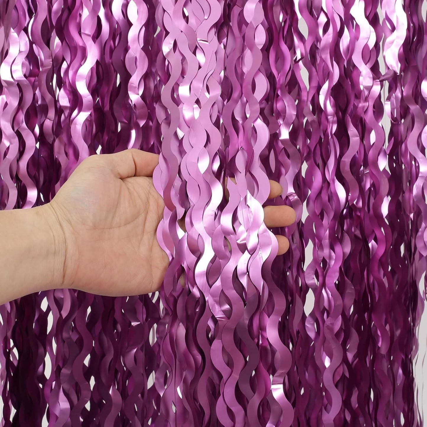 4 Pack Wavy Champagne Gold Metallic Tinsel Foil Fringe Curtains Backdrop - 3.3X6.6ft Foil Fringe Backdrop for Parties | Door Streamers for Birthday | Photo Booth Backdrops Party Decor