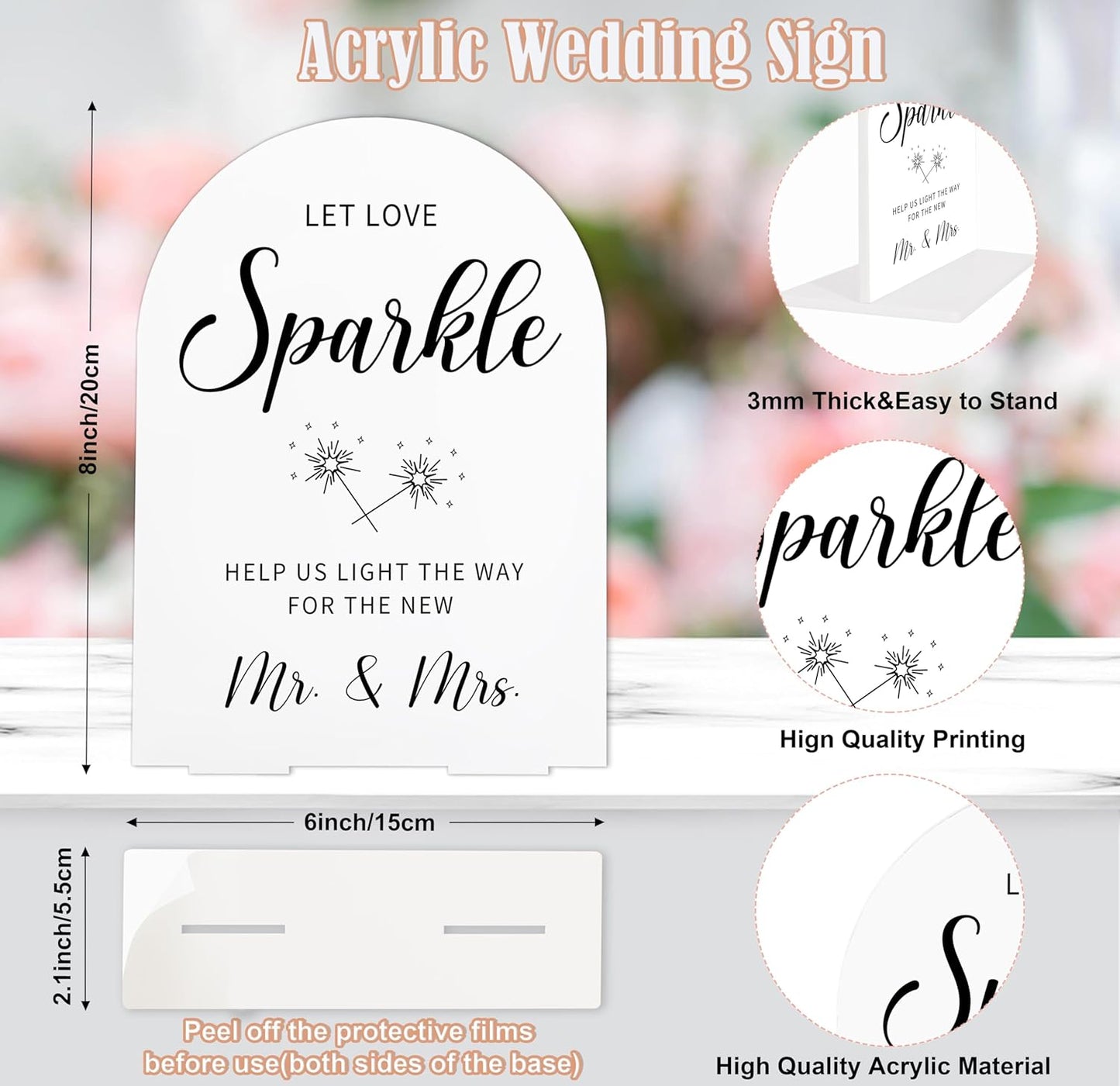 Sign Our Bible Wedding Sign, White Acrylic Wedding Guest Book Sign, Bridal Shower Decor, Elegant Arch Acrylic Table Top Signs for Reception Marriage Engagement Party Decorations