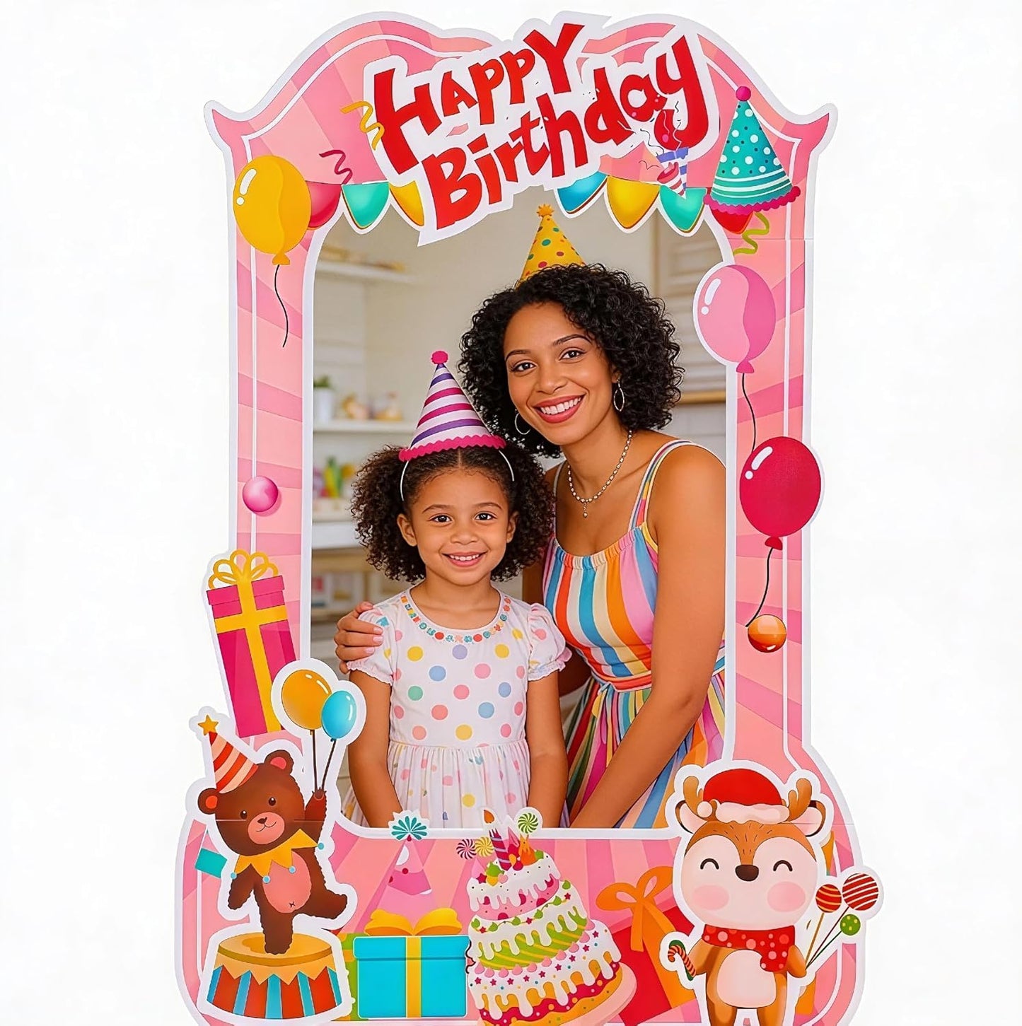 EARTHSON 6 Ft x 4 Ft Happy Birthday Photo Booth Box Photo Cutout Stand in Life-Size Cardboard Frame Prop for Birthday Party Supplies