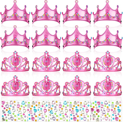 Yaomiao 44 Pcs Birthday Foam Crowns for Kids Princess Tiaras King Hat Bulk Diamond Sticker Kits for Crown Party Supplies