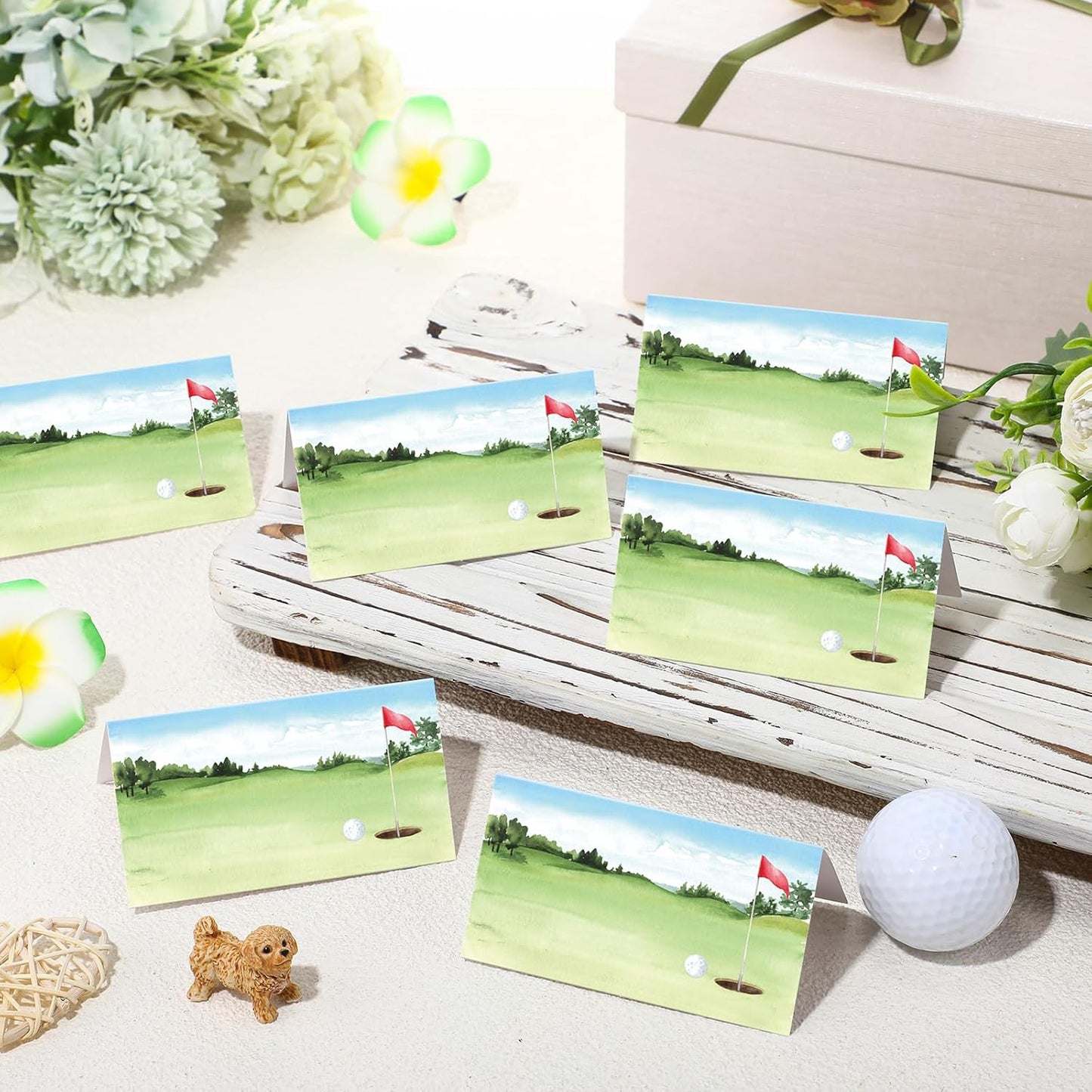 MotiMind 100 Pcs Golf Themed Table Place Card Half-fold Tent Style Reception Place Cards Golf Sports Food Labels for Birthday Party Baby Shower