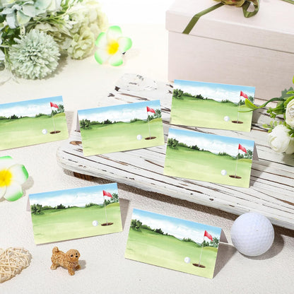 MotiMind 100 Pcs Golf Themed Table Place Card Half-fold Tent Style Reception Place Cards Golf Sports Food Labels for Birthday Party Baby Shower