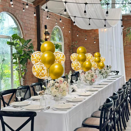 6 Set Balloon Stand Kit for Table Centerpieces With Balloon and Base Party Decorations for Birthday Wedding Retirement Graduation Baby Shower (Black Gold)
