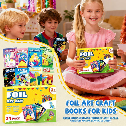 PARTYWIND Party Favors for Kids, 16 Pack Foil Art & Craft Books Bulk for Kids 4-8, Easter Basket Goodie Bag Stuffer & DIY Creative Activity Toys for Kids Birthday Party Favors, Classroom Prizes