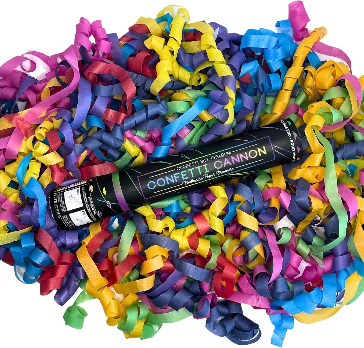 Confetti Sky [6 Pack] 12 Inch Confetti Cannons | Multicolor Confetti Poppers for Wedding Celebration, Birthday Party, Pranks, Graduation, Christmas Eve and New Year Celebration