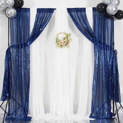 Poise3EHome Black Sequin Backdrop Curtains, 2 Panels 2FTx8FT Glitter Photo Booth Backdrop for Halloween Birthday Bachelorette Wednesday Twilight Party Decorations