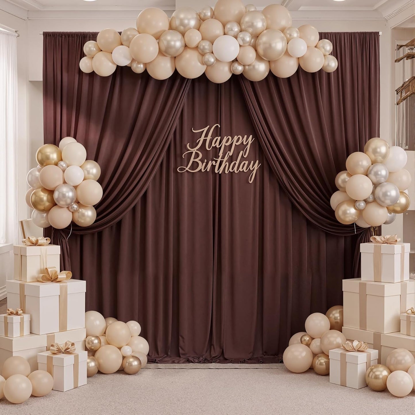10ftx10ft Black Backdrop Curtains for Weddings Parties, Wrinkle Free 2 Panels Silky Polyester Photo Backdrop Drapes Back Drop Cloth Drapery for Birthday Mother'sDay Photography Background