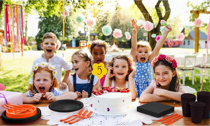 350 Pcs Black Plastic Plates For Party, Black Disposable Plates Set, 50 Of Each 9" Dinner Plate Set, 7" Dessert Plate, Cups, Napkins & Cutlery Plastic Dinnerware Set Exquisite