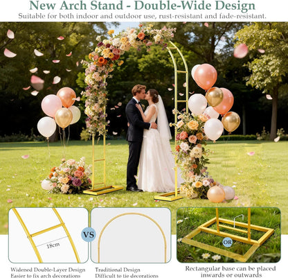WellSign Wedding Arch Backdrop Stand 7.2FT, 6FT Set of 2, Gold Metal Balloon Arch kit Stand for Gender Reveal Ceremony Engagement Anniversary Bridal Valentine Party Event Decoration