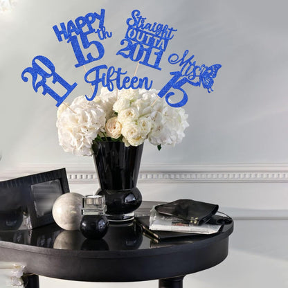 15 PCS 50th Birthday Centerpiece Sticks Fifty Happy 50th Straight Outta 1976 Table Flower Centerpieces Sticks Cheers to 50 Floral Decorations for 50th Birthday Party Centerpieces Supplies Black
