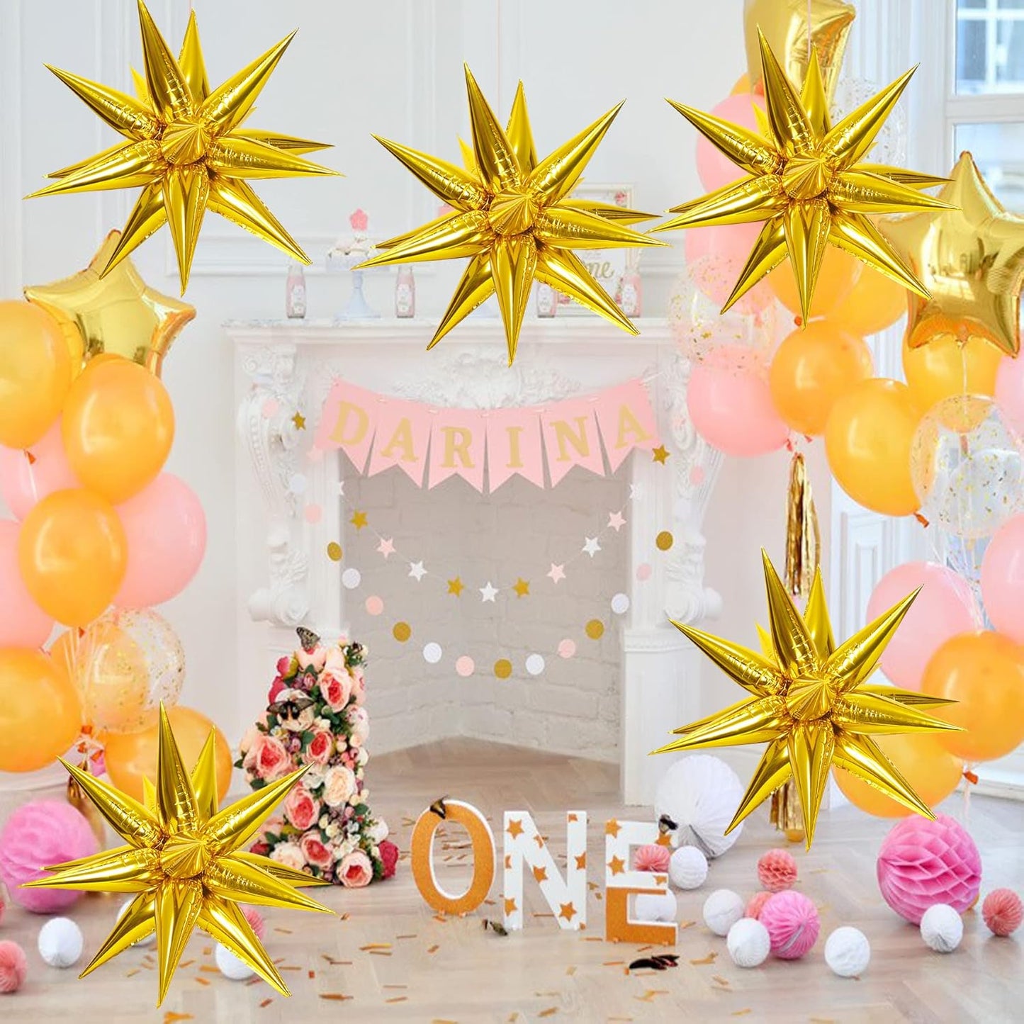 ZAKVOOR 60 Pcs Star Balloons 12 Spike Foil Explosion Party Decoration Balloons for Christmas New Year Eve Birthday (Silver)
