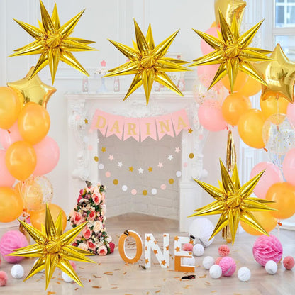ZAKVOOR 60 Pcs Star Balloons 12 Spike Foil Explosion Party Decoration Balloons for Christmas New Year Eve Birthday (Silver)