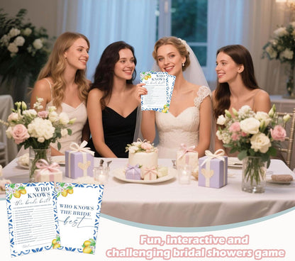 Mediterranean Lemon Bridal Shower Bingo Game with Blank Squares, Pack of 30 Game Cards, Bridal Shower Decorations, Wedding Engagement Decor, Bachelorette Party Supplies - KR30