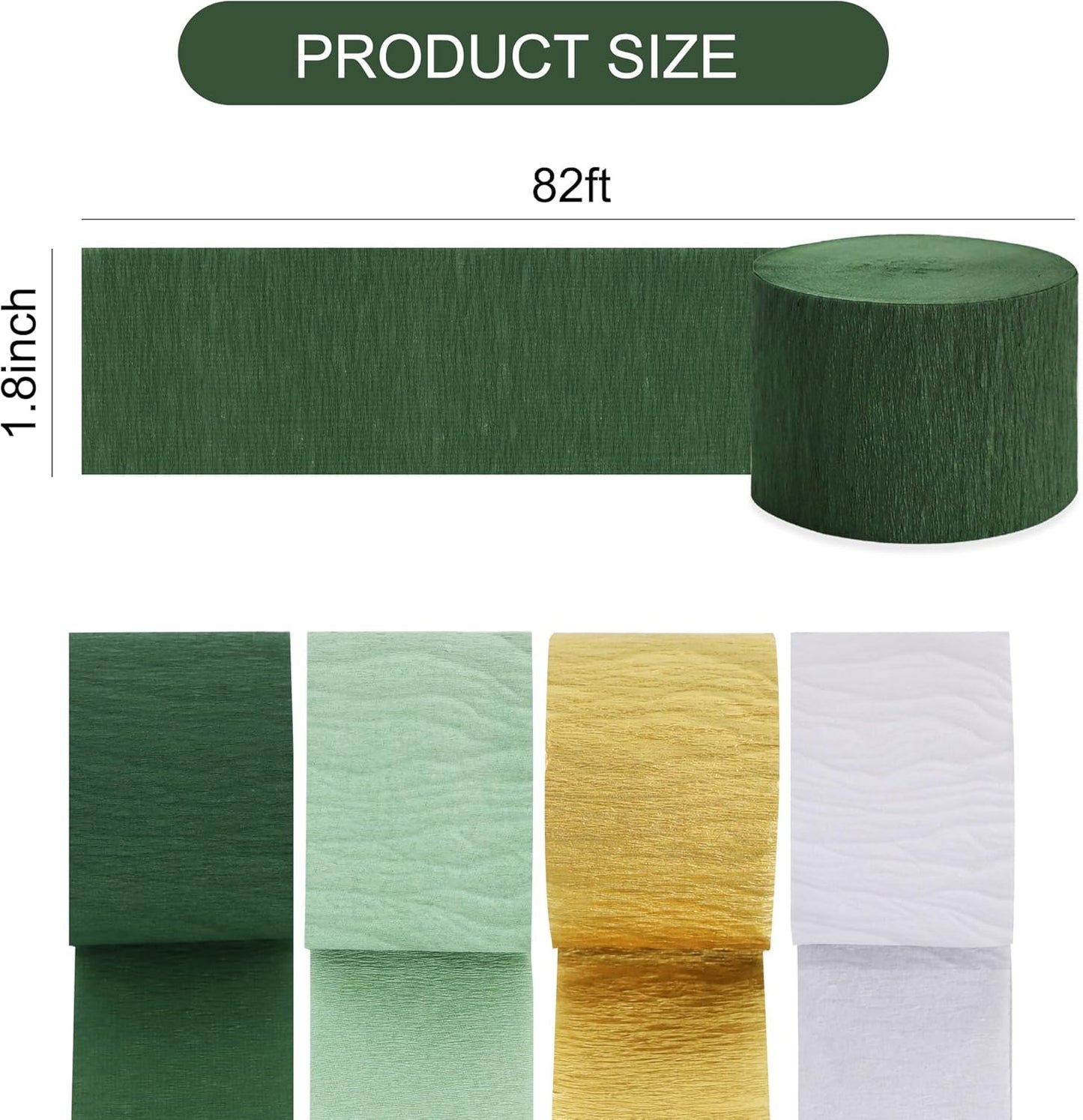 BEISHIDA 8 Rolls Red Yellow Blue and Green Crepe Paper Streamers for Carnival Circus Sesame Street Paw Party Decorations, Birthday DIY Craft Paper(1.8 Inch x 82 Ft/Roll)