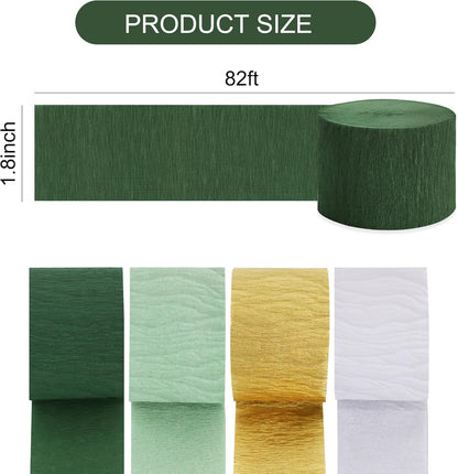 BEISHIDA 8 Rolls Red Yellow Blue and Green Crepe Paper Streamers for Carnival Circus Sesame Street Paw Party Decorations, Birthday DIY Craft Paper(1.8 Inch x 82 Ft/Roll)