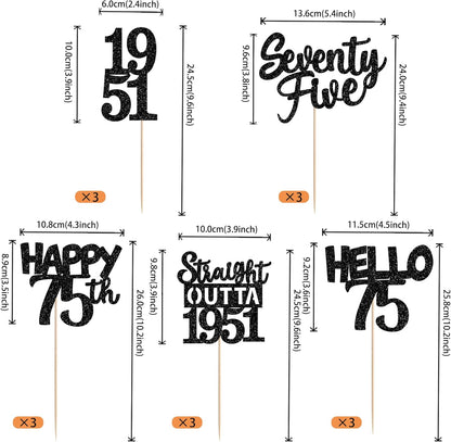 15 PCS 50th Birthday Centerpiece Sticks Fifty Happy 50th Straight Outta 1976 Table Flower Centerpieces Sticks Cheers to 50 Floral Decorations for 50th Birthday Party Centerpieces Supplies Black