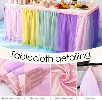 THARAHT Tulle Table Skirt 6FT 180CM Long for Rectangle Tables Round Tables Ruffle Desk Skirt for Princess Girls Birthday Party Cake Dessert Decorations Table Skirt
