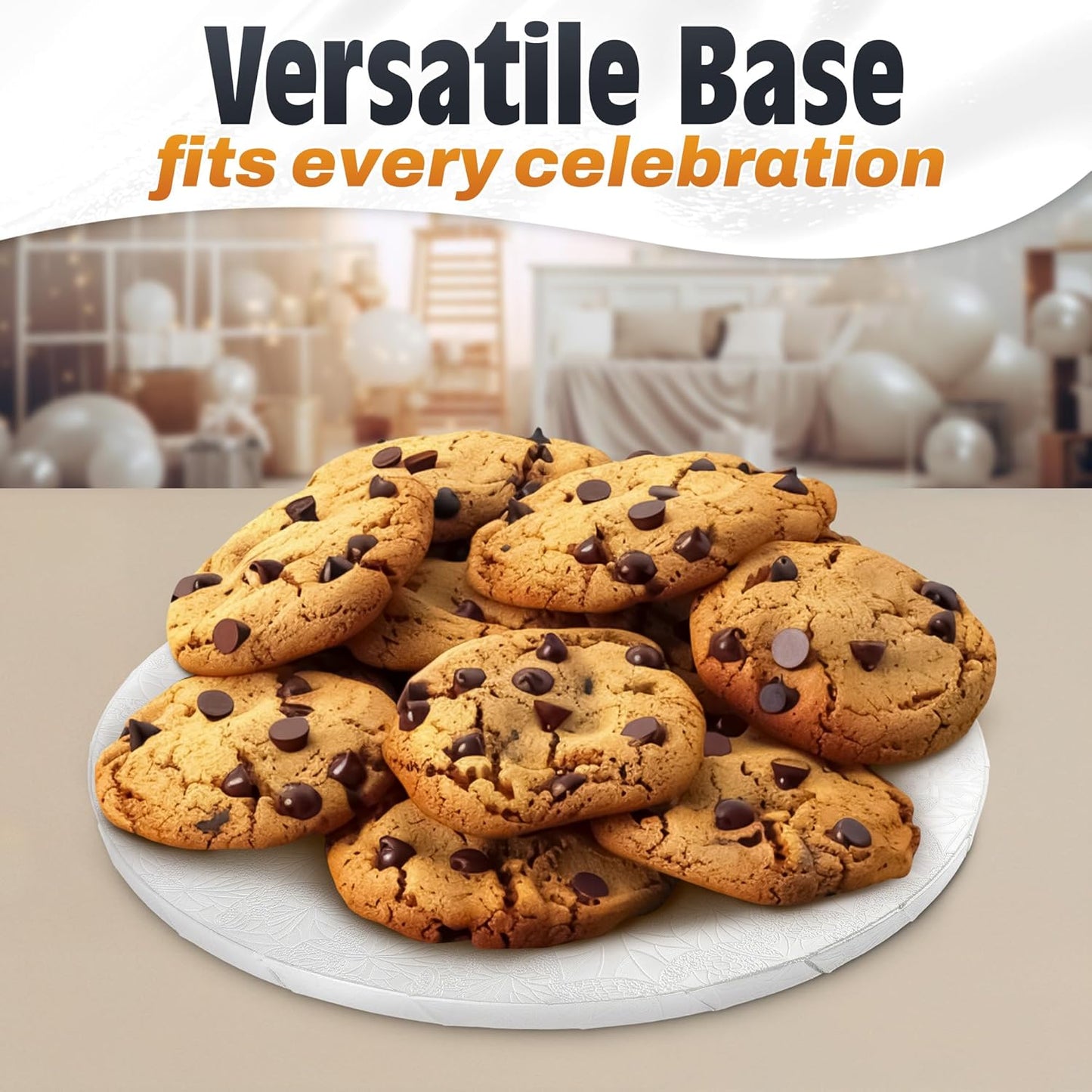 12 Inch Cake Drum, Black Cake Board for Picture-Ready Celebration Cakes, 1/2 Inch Thick Round Cardboard Base with Grease & Moisture Resistant Surface and Decorative Pattern for Parties and Weddings