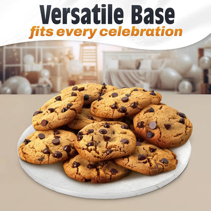 12 Inch Cake Drum, Black Cake Board for Picture-Ready Celebration Cakes, 1/2 Inch Thick Round Cardboard Base with Grease & Moisture Resistant Surface and Decorative Pattern for Parties and Weddings