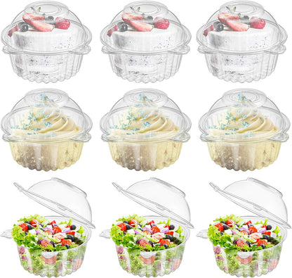 Bekith 150 Pack Individual Cupcake Containers, Plastic Cupcake Holder with Lid, Single Cupcake Boxes, Muffin Container for Party, Stackable
