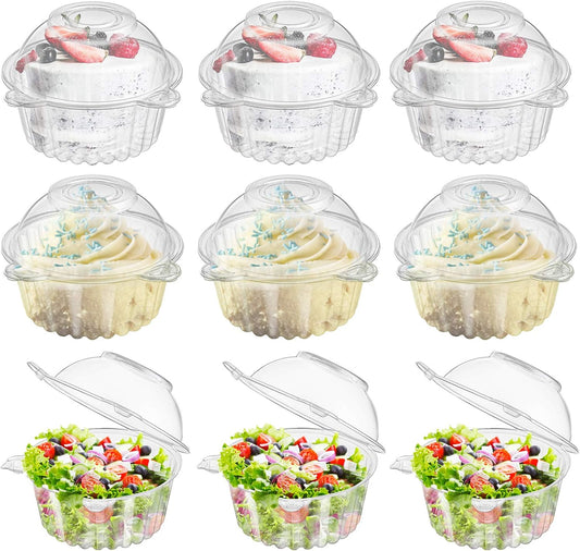 Bekith 150 Pack Individual Cupcake Containers, Plastic Cupcake Holder with Lid, Single Cupcake Boxes, Muffin Container for Party, Stackable