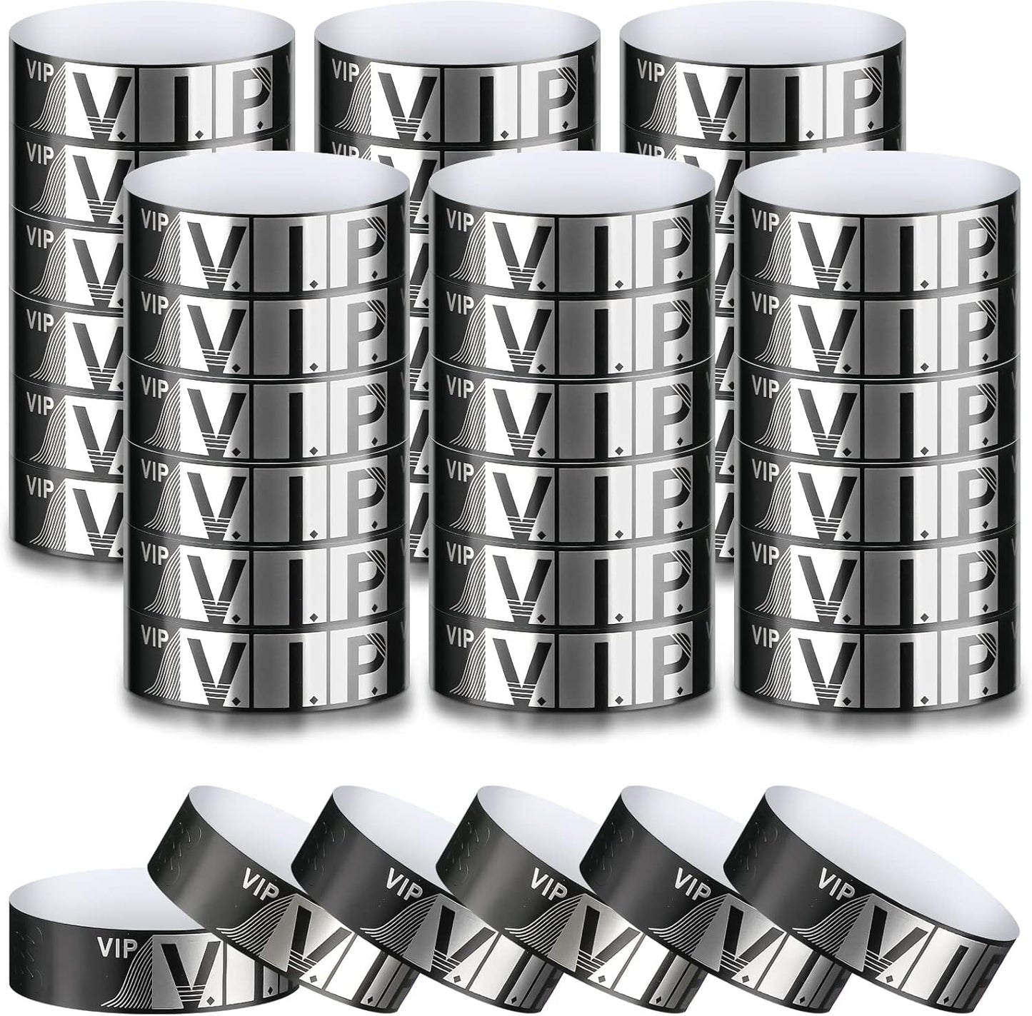 200 Pack VIP Wristbands for Events VIP Bracelets Paper Waterproof Party Wristbands for Events Amusement Parks Concerts Fairs Festivals, 0.79 x 10 Inch(Gold)