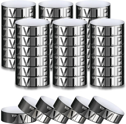 200 Pack VIP Wristbands for Events VIP Bracelets Paper Waterproof Party Wristbands for Events Amusement Parks Concerts Fairs Festivals, 0.79 x 10 Inch(Gold)