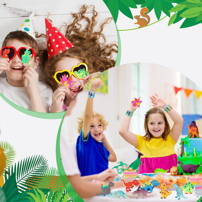 Hanaive 141 Pcs Dinosaur Piñata for Birthday Party, Dino Piñata Set with Blindfold and Baton, 16 x 12 x 3 Inch, Kids Dinosaur Themed Party Favors for Boys and Girls(Lovely Style)