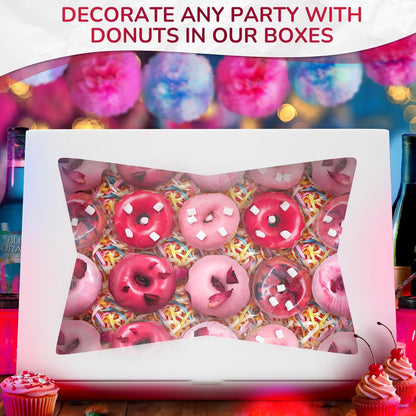 10Pcs Half-Sheet Cake Boxes 19x14x4" - White Bakery Boxes with Window, Pastry and Dessert Box Set for Mothers Day Gifts & Cake Presentation, Glossy Flip Top Boxes for Cakes, Cupcakes, Cookies & Donuts