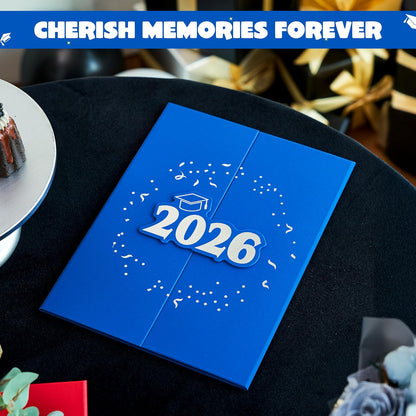JOYIN 2026 Graduation Guest book Alternative, 12" Blue & Gold Graduation Party Decorations Signature Congrats, Class of 2026 Grad Card for High School College Grad Gift, Party Guest Signing Cardboard