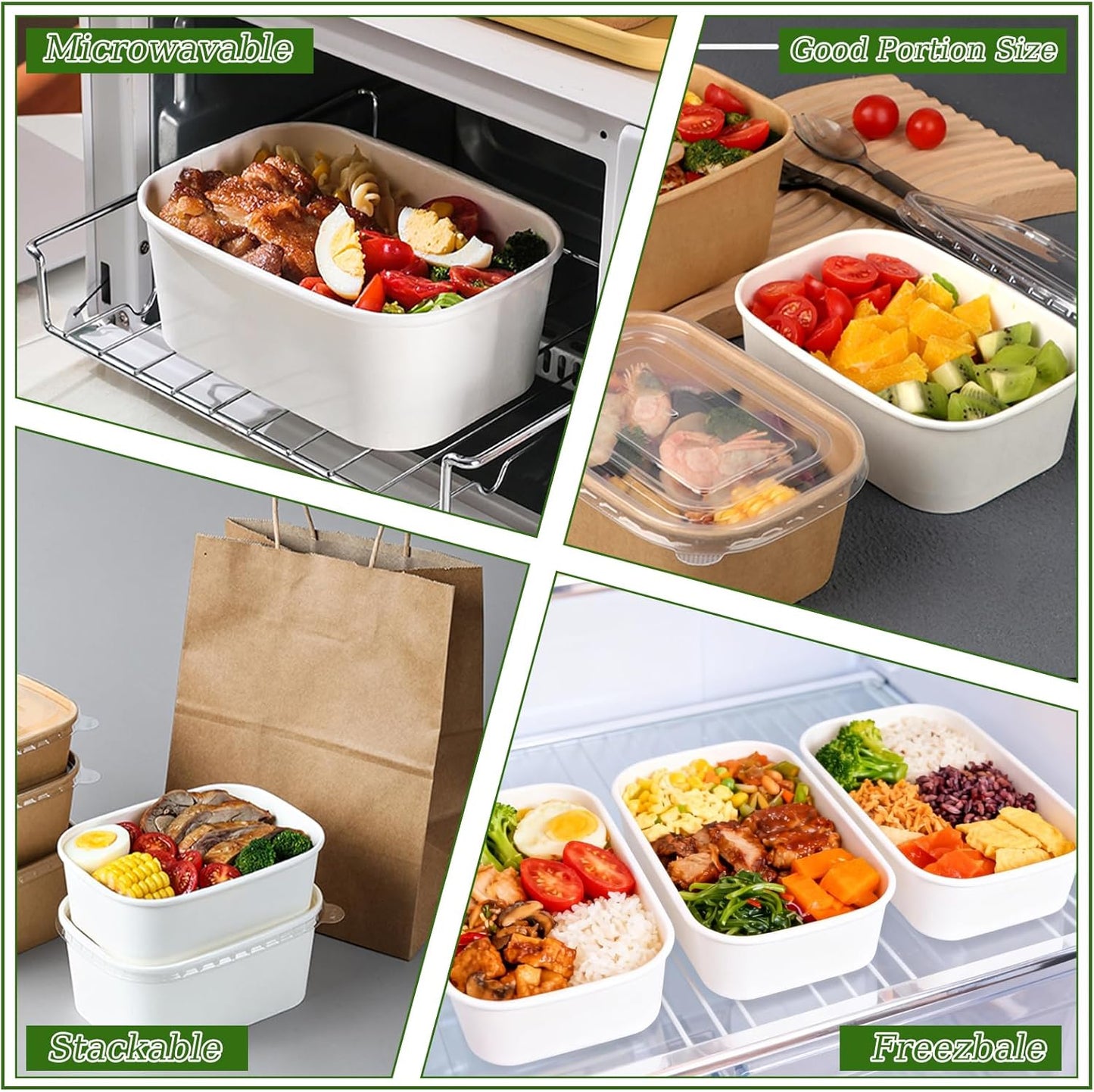 50-Pack 29oz Disposable Kraft Paper Bowls【with Lids and Forks】,Meal Prep Containers Disposable Togo Food Deli Containers for Restaurant Supplies Take Out Containers, Microwave Safe for Hot/Cold Food