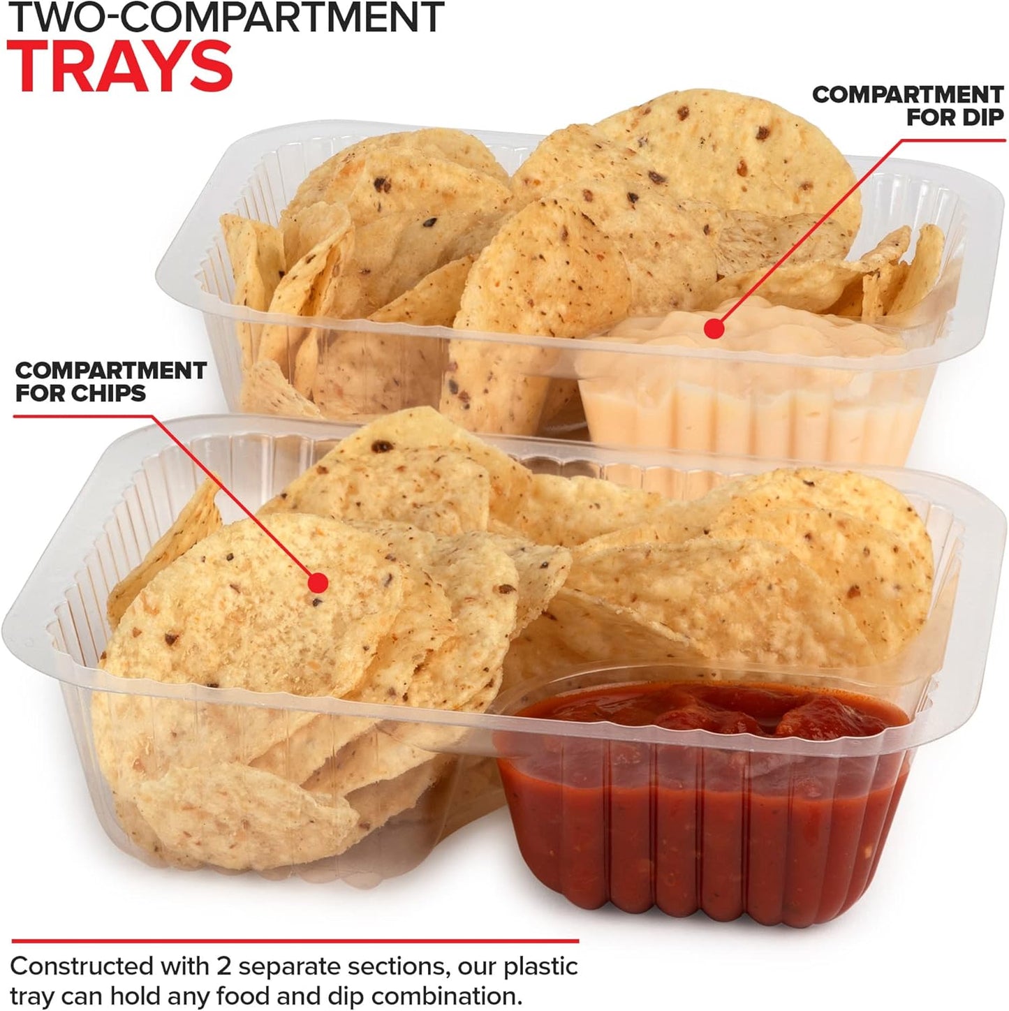 12oz Plastic Nacho Trays (100 Pack) Small Disposable Tray for Nachos & Cheese Dip, Concession Stand Supplies, Movie Night Snacks for Kids, Carnival Party Decorations, Food Boats, Snack Containers…