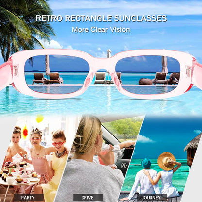 SUNOVELTIES 10 Pack Rectangle Sunglasses for Women Retro Narrow Square Glasses 90s Aesthetic Vintage Eyewear Uniex Adult