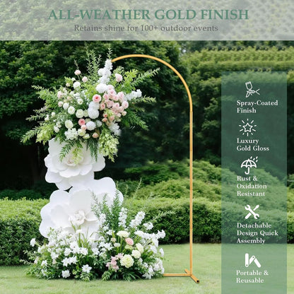 WellSign Wedding Arch Backdrop Stand 7.2FT, 6FT Set of 2, Gold Metal Balloon Arch kit Stand for Gender Reveal Ceremony Engagement Anniversary Bridal Valentine Party Event Decoration
