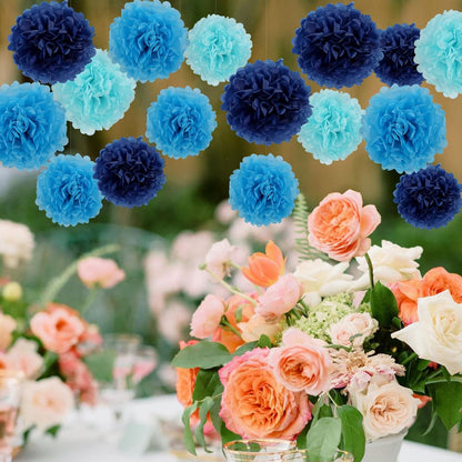 BestoFun 16 PCS Sage Green Party Decorations Tissue Paper Flowers Christmas Party Decors Hanging Pom Poms Decorations for Xmas New Year Winter Holiday Decorations