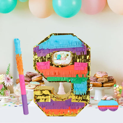Dinosaur Pinata - Dinosaur Decorations with a Blindfold and Bat for Boys Girls Animal Themed Birthday Party Kids Classroom Game Decorations Supplies (15.7 x 11.4 x 3.1 Inches)
